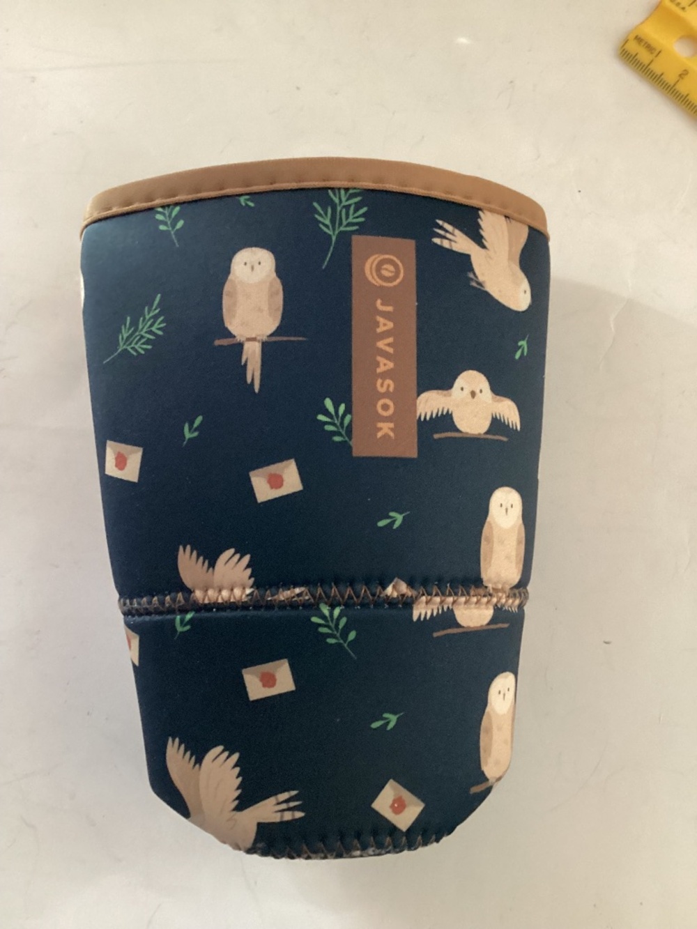 Javasox Neoprene Medium Insulated Sleeve in Dark Blue w/ Owls & Flying Letters